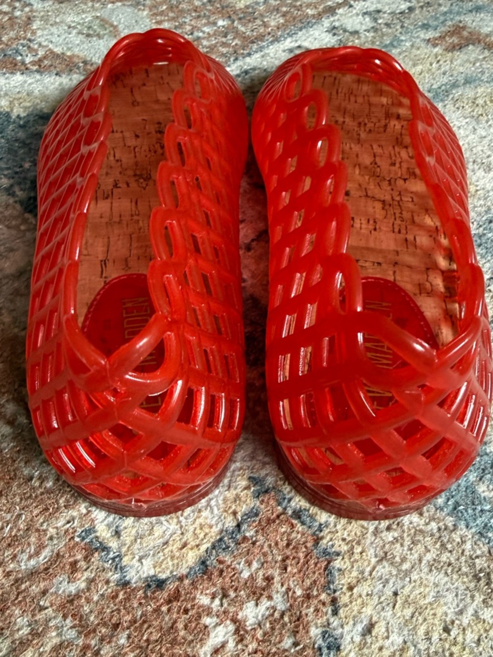 Red Lattice Ballet Flats - Women's Slip-On Shoes - Picture 4 of 6